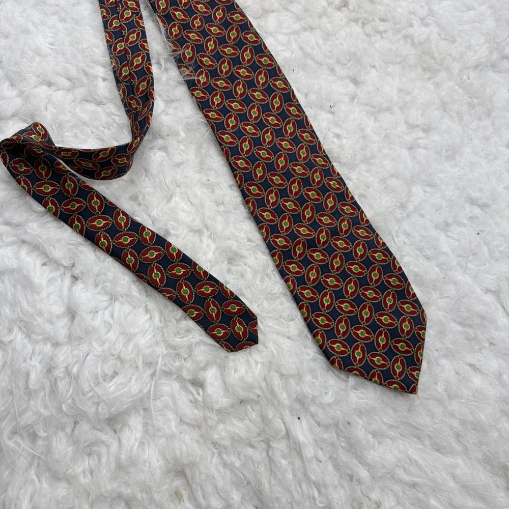 Vintage Brooks Brothers Makers Tie Mens Blue Red Classic Necktie Silk USA Made